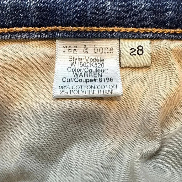 RAG & BONE Women's jeans, size 28, mid-rise skinny, blue denim, distressed - Picture 11 of 14